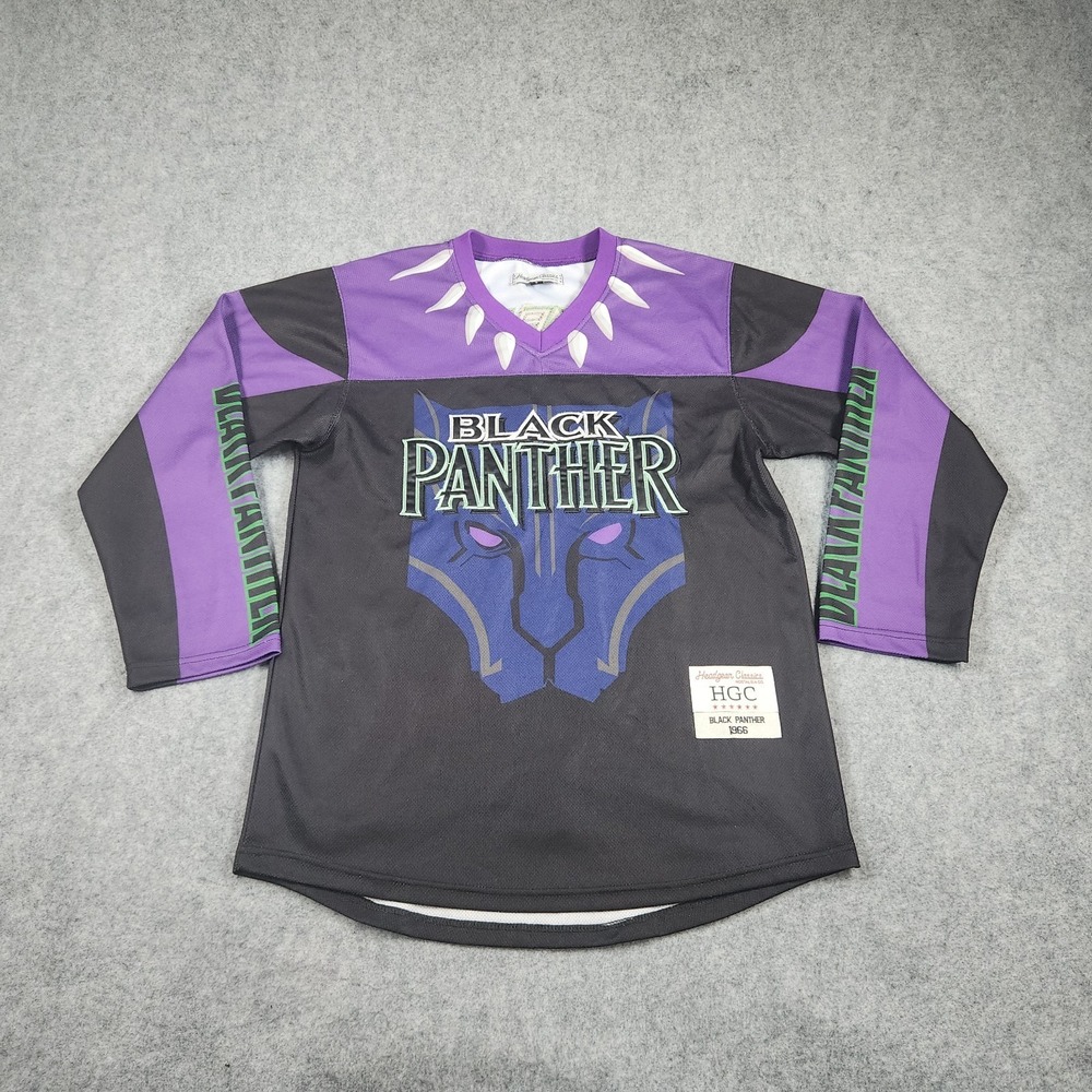 Black Panther Jersey Mens Small Black Purple Headgear Classics Hockey Wakanda